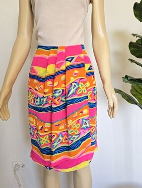 Nora Noh Silk 100% Multicolor Skirt Size 12 Women's Hippie Vintage